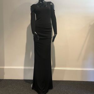 Nicole Miller Cold Shoulder Long Sleeve Gown